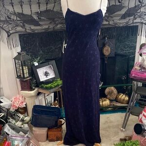 City Triangles Blue Spaghetti Strap Slip Maxi Dress